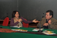 La regista Rai Silvana Palumbieri, autrice del documentario di Rai Teche su Jorge Amado, con Rodrigo Diaz
